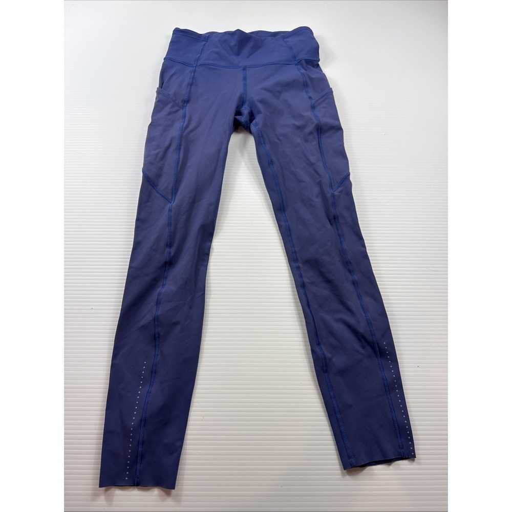 Lululemon Athletica Fast Free‎ 7/8 Purple Leggings Pockets sz 4 Stretch Gym